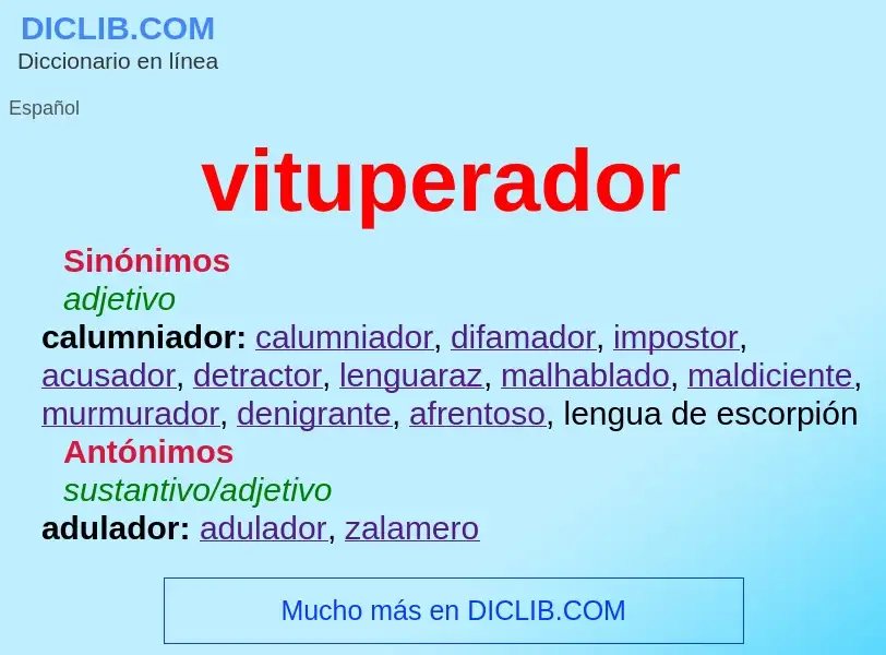 ¿Qué es vituperador? - significado y definición