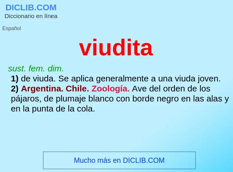 ¿Qué es viudita? - significado y definición