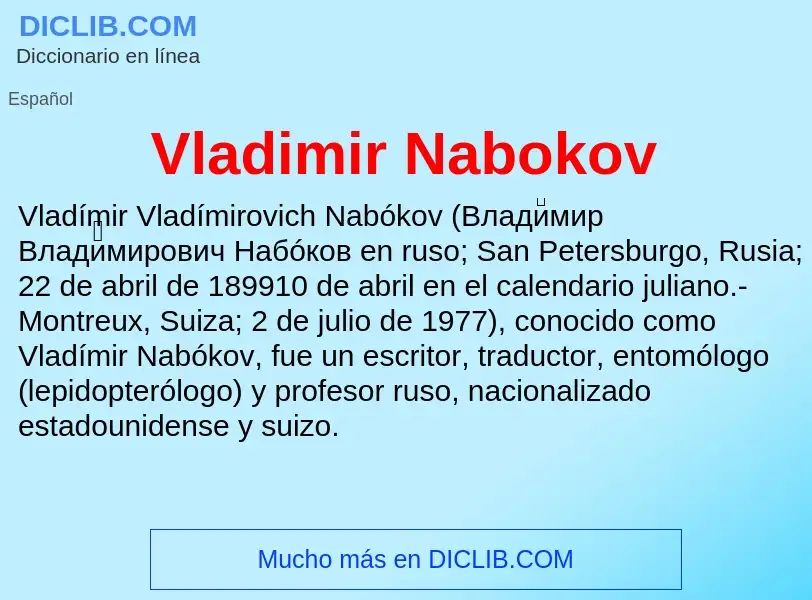 ¿Qué es Vladimir Nabokov? - significado y definición