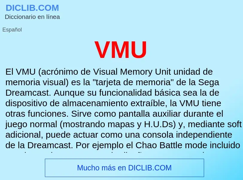 ¿Qué es VMU? - significado y definición