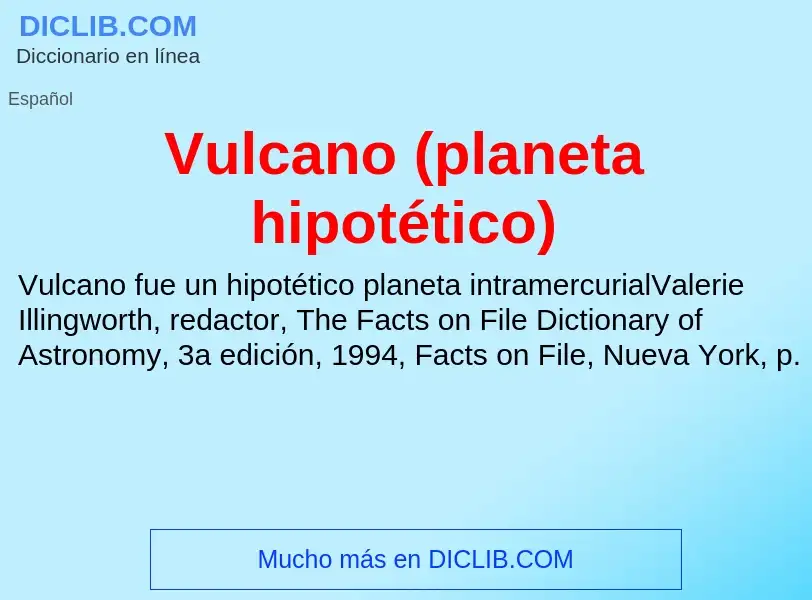 Che cos'è Vulcano (planeta hipotético) - definizione