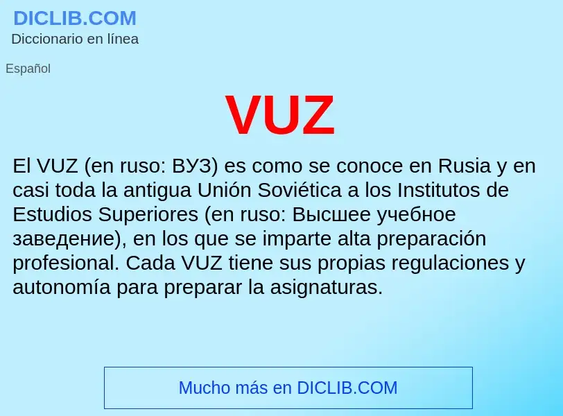 ¿Qué es VUZ? - significado y definición