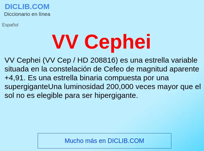 ¿Qué es VV Cephei? - significado y definición