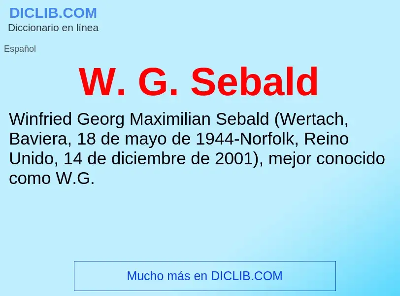 What is W. G. Sebald - meaning and definition