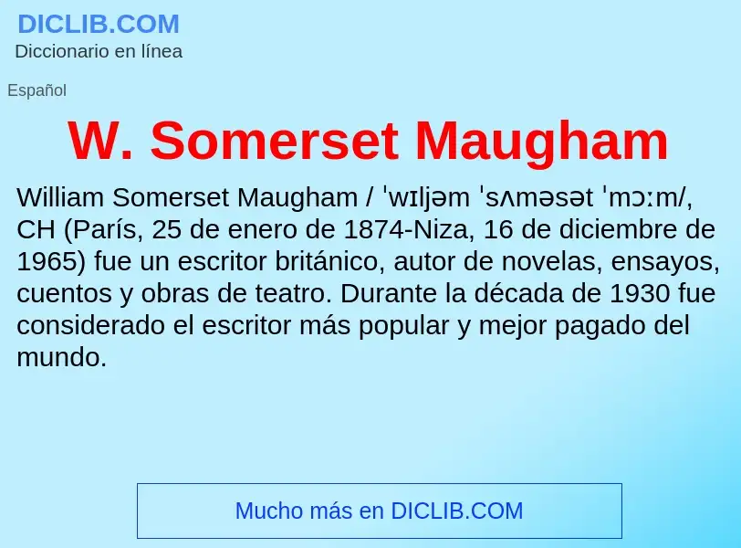 Τι είναι W. Somerset Maugham - ορισμός