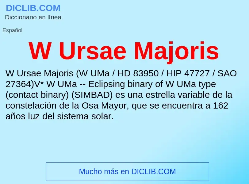 What is W Ursae Majoris - meaning and definition