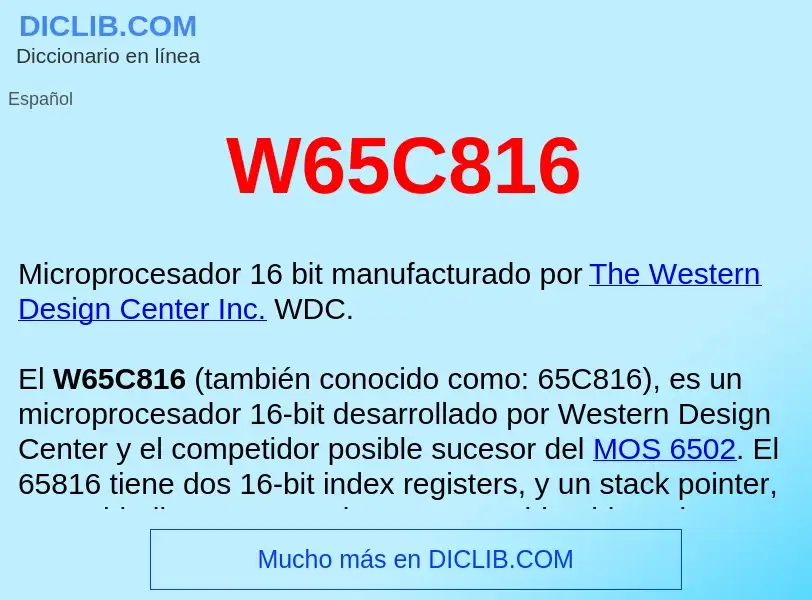 What is W65C816  - meaning and definition