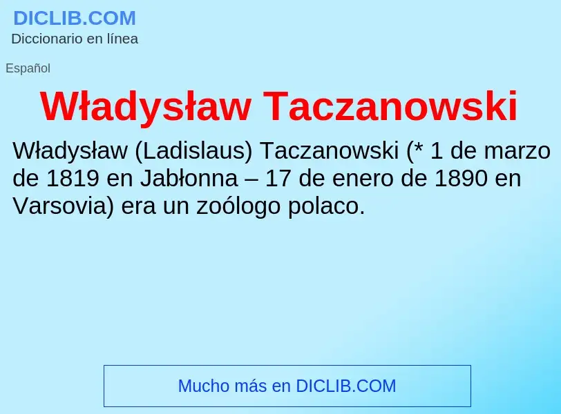 Wat is Władysław Taczanowski - definition