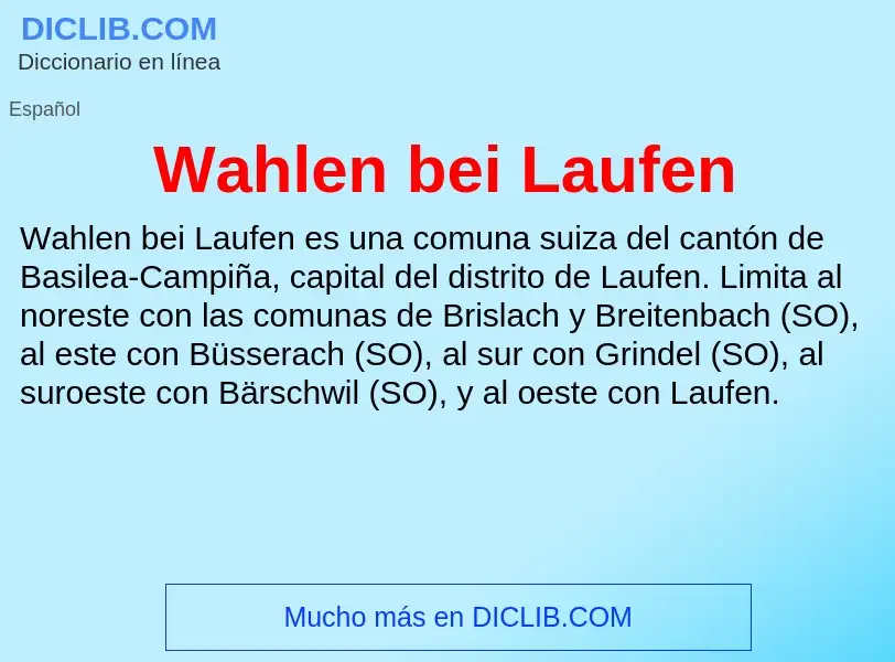 What is Wahlen bei Laufen - meaning and definition