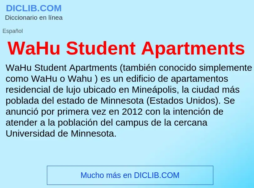 ¿Qué es WaHu Student Apartments? - significado y definición