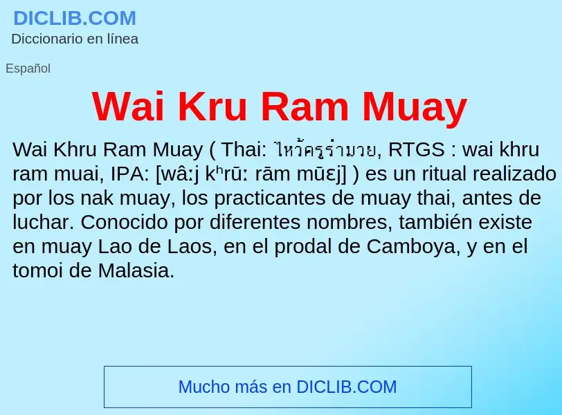 What is Wai Kru Ram Muay - meaning and definition