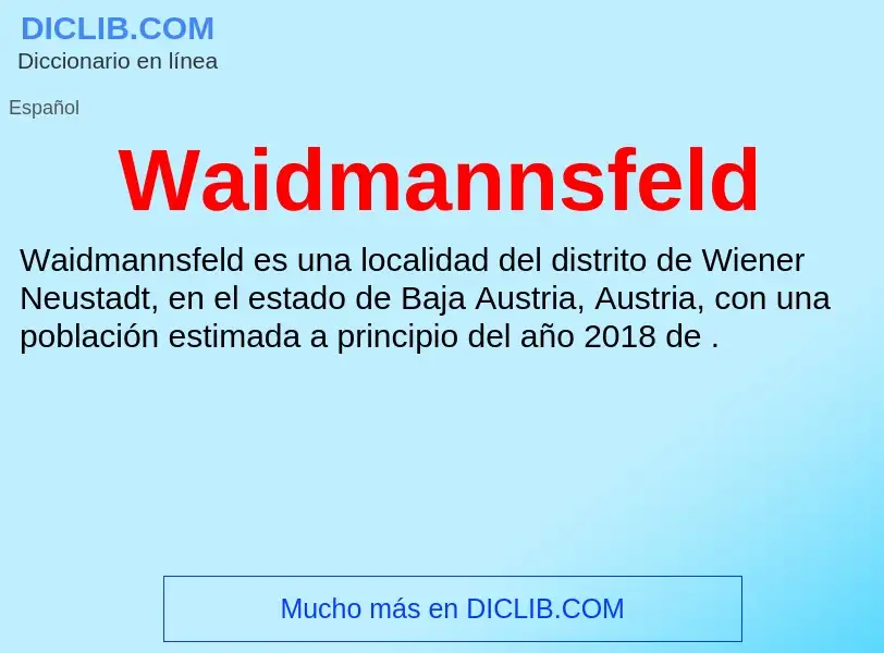 What is Waidmannsfeld - meaning and definition