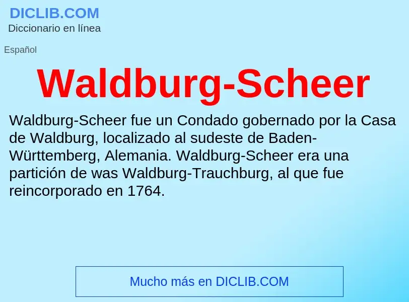 Τι είναι Waldburg-Scheer - ορισμός