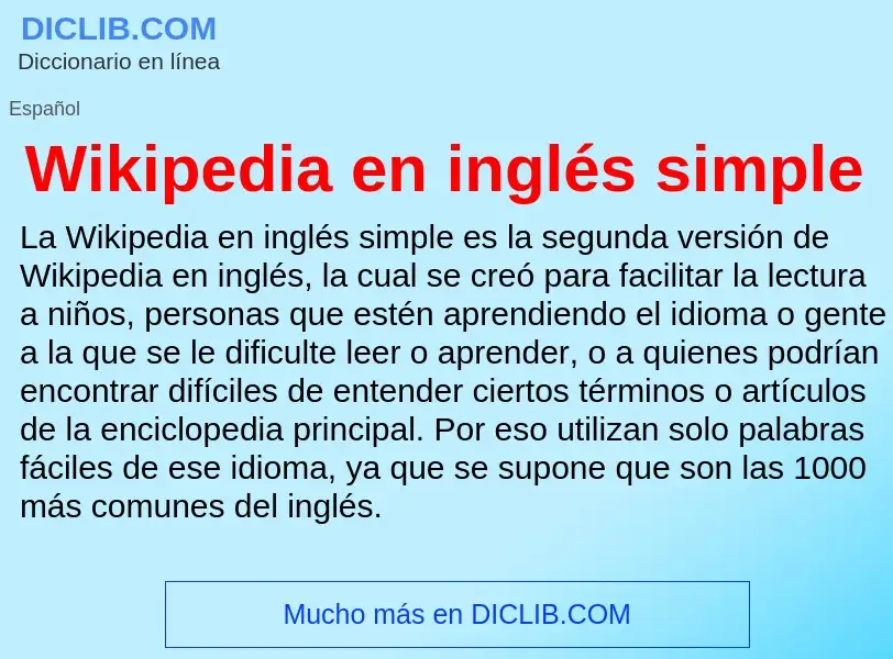 O que é Wikipedia en inglés simple - definição, significado, conceito