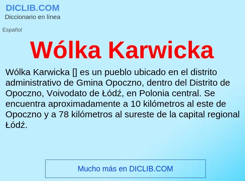 Wat is Wólka Karwicka - definition