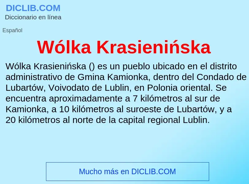 Qu'est-ce que Wólka Krasienińska - définition