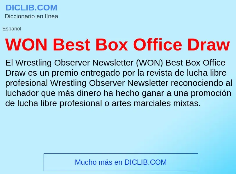 Qu'est-ce que WON Best Box Office Draw - définition