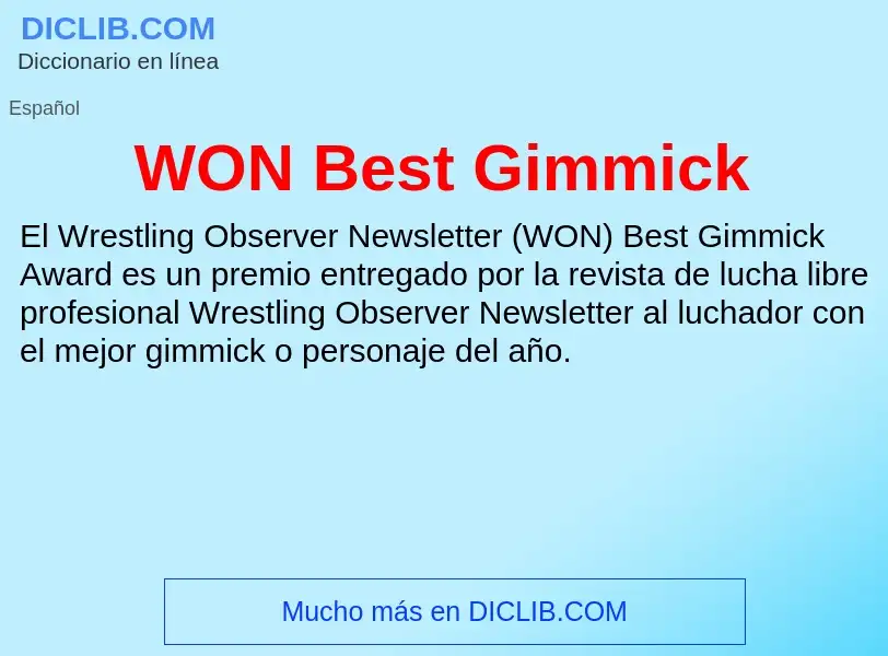 ¿Qué es WON Best Gimmick? - significado y definición