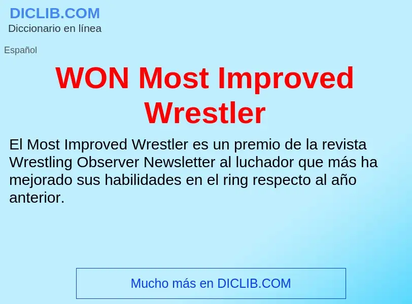 ¿Qué es WON Most Improved Wrestler? - significado y definición