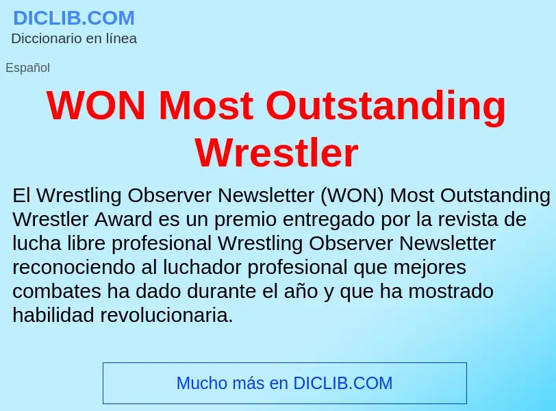 ¿Qué es WON Most Outstanding Wrestler? - significado y definición