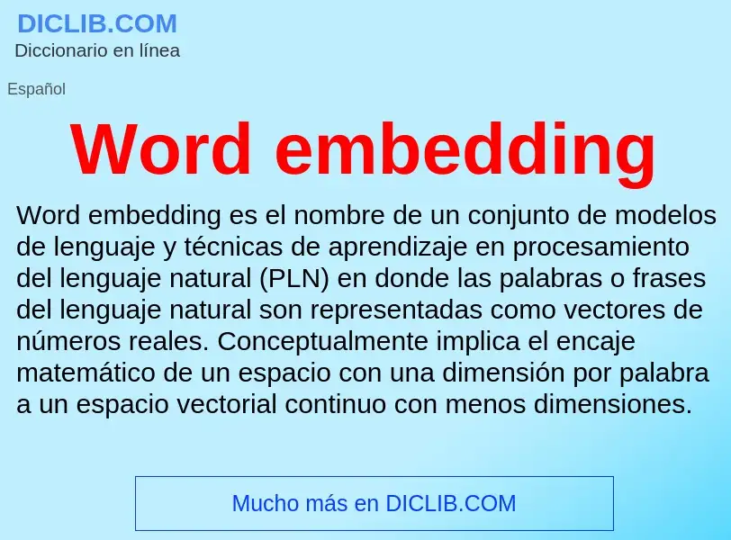 ¿Qué es Word embedding? - significado y definición