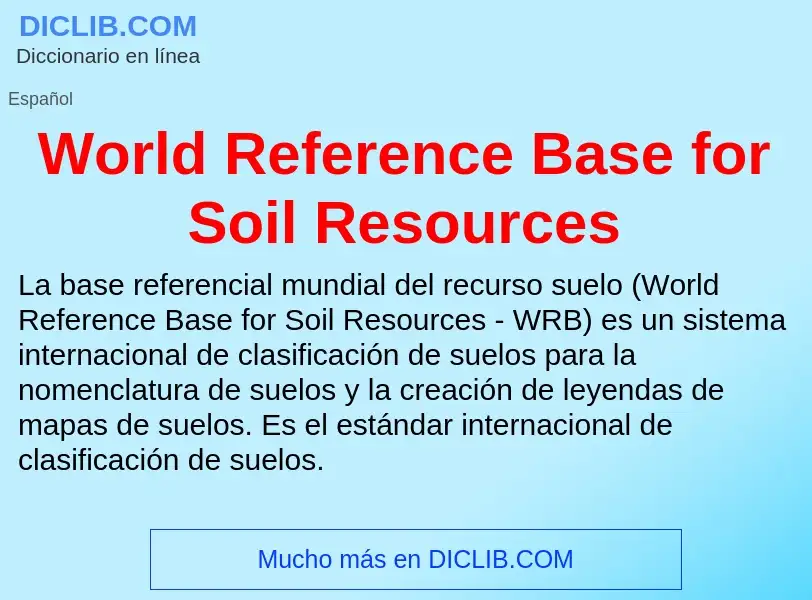 ¿Qué es World Reference Base for Soil Resources? - significado y definición