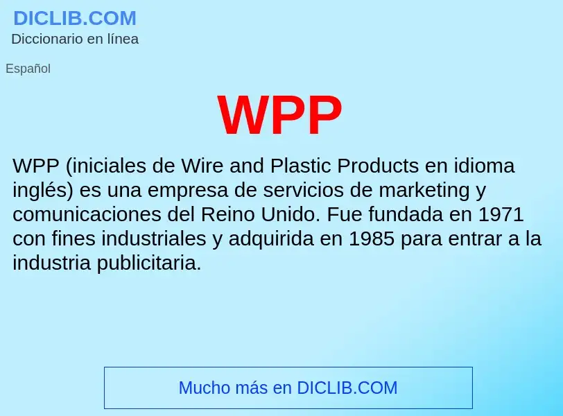 What is WPP - meaning and definition