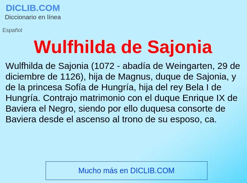 ¿Qué es Wulfhilda de Sajonia? - significado y definición