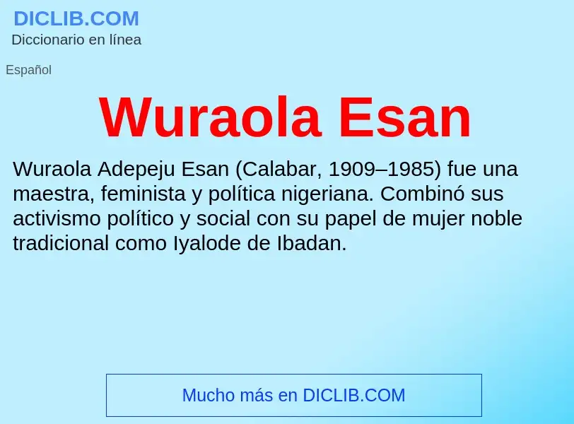 What is Wuraola Esan - meaning and definition