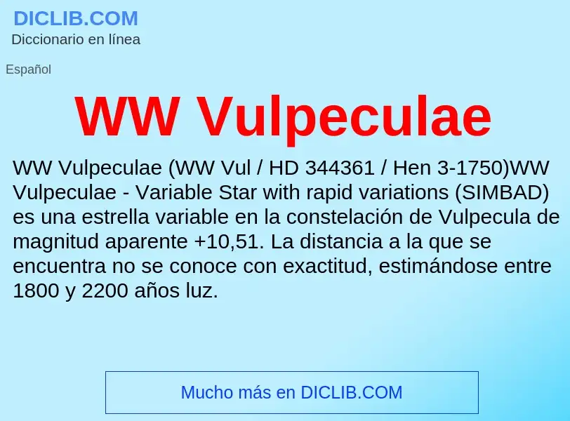 What is WW Vulpeculae - meaning and definition