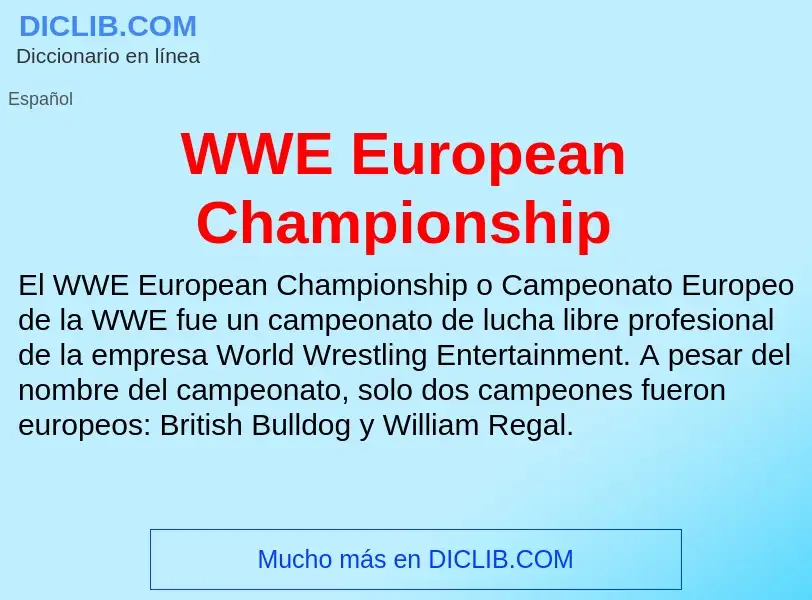 What is WWE European Championship - meaning and definition