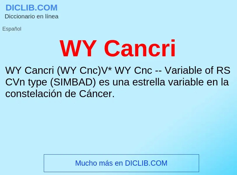 ¿Qué es WY Cancri? - significado y definición