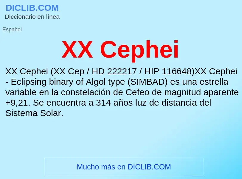 ¿Qué es XX Cephei? - significado y definición