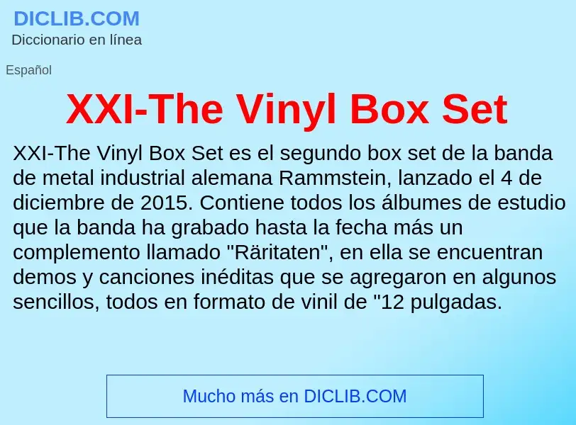 What is XXI-The Vinyl Box Set - definition