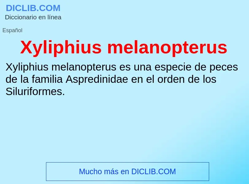 Qu'est-ce que Xyliphius melanopterus - définition