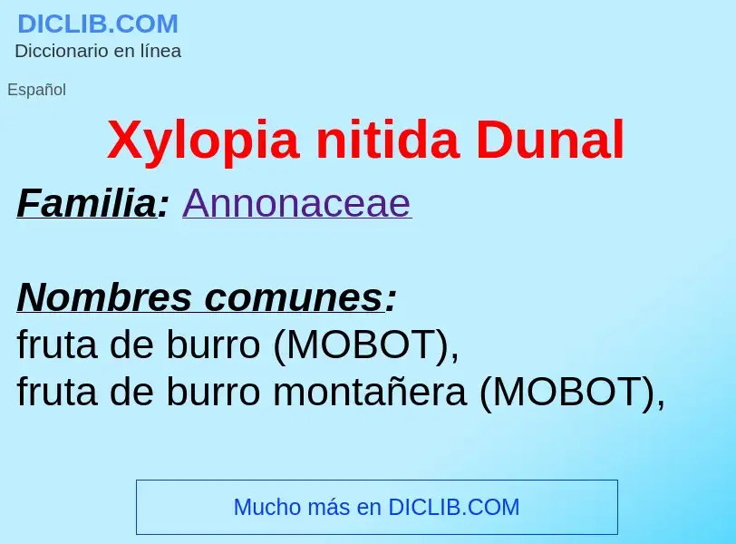 Qu'est-ce que Xylopia nitida Dunal - définition