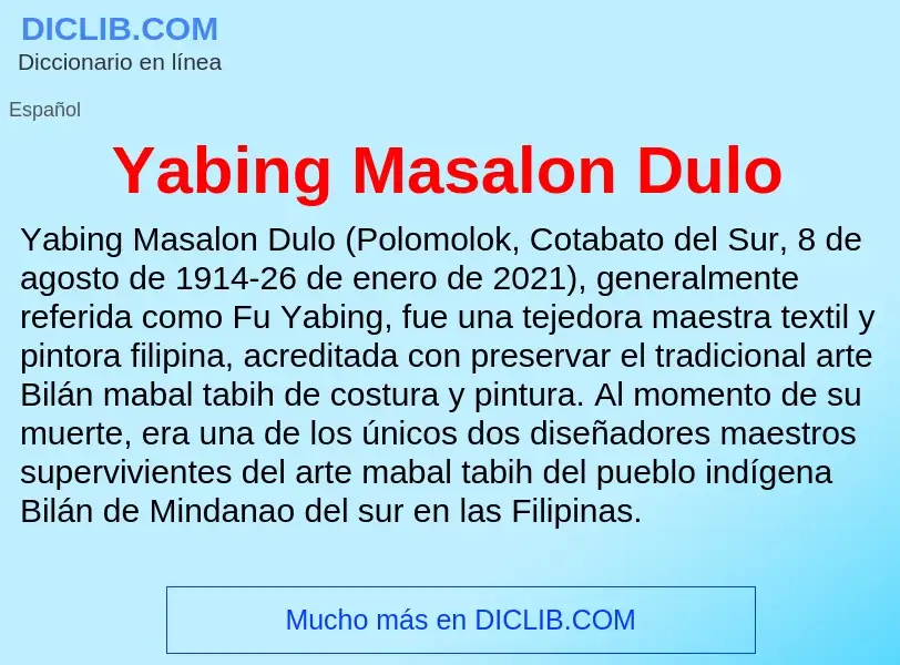 O que é Yabing Masalon Dulo - definição, significado, conceito