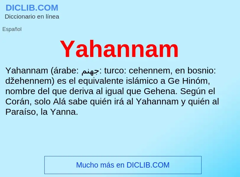 What is Yahannam - meaning and definition