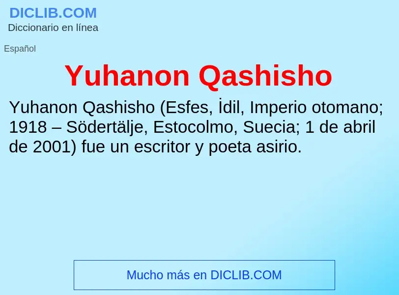 What is Yuhanon Qashisho - meaning and definition