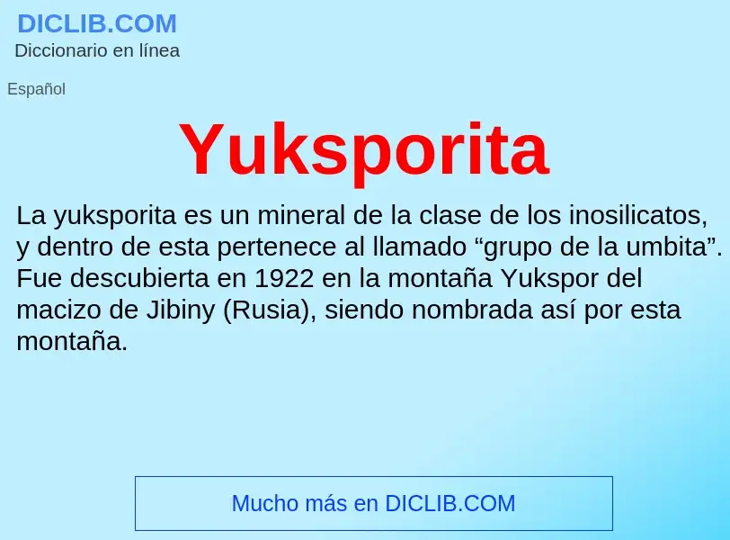 What is Yuksporita - meaning and definition