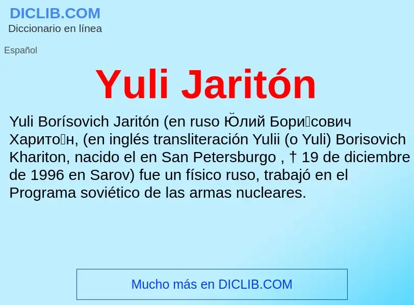 What is Yuli Jaritón - meaning and definition