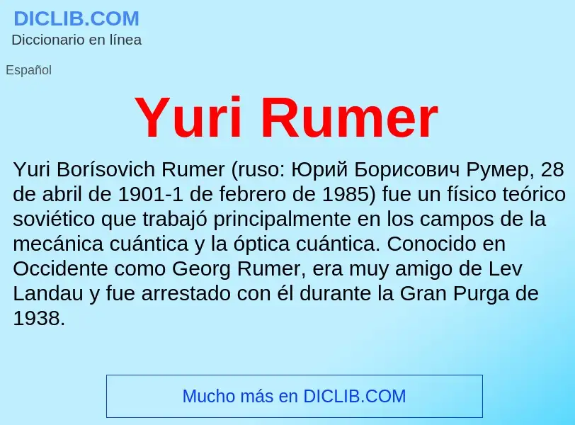 What is Yuri Rumer - meaning and definition