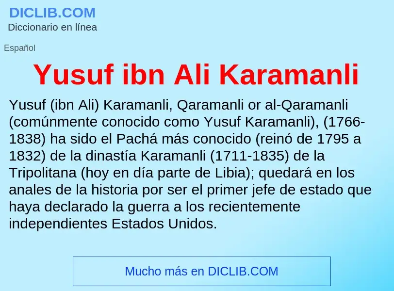 What is Yusuf ibn Ali Karamanli - meaning and definition