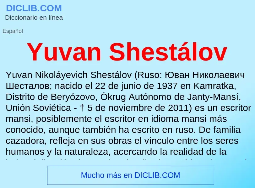 What is Yuvan Shestálov - definition