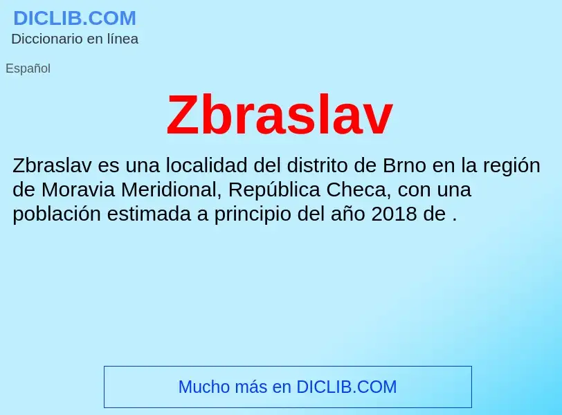 ¿Qué es Zbraslav? - significado y definición