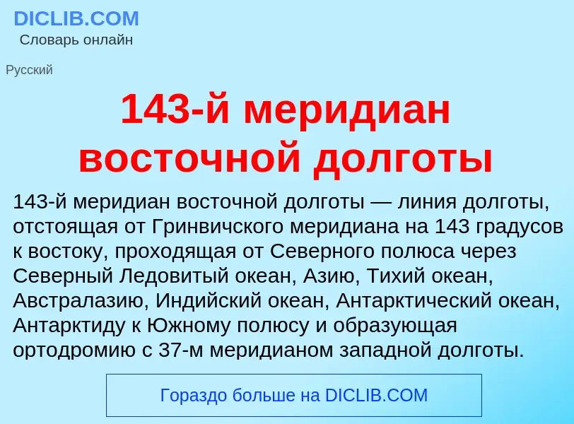 Τι είναι 143-й меридиан восточной долготы - ορισμός