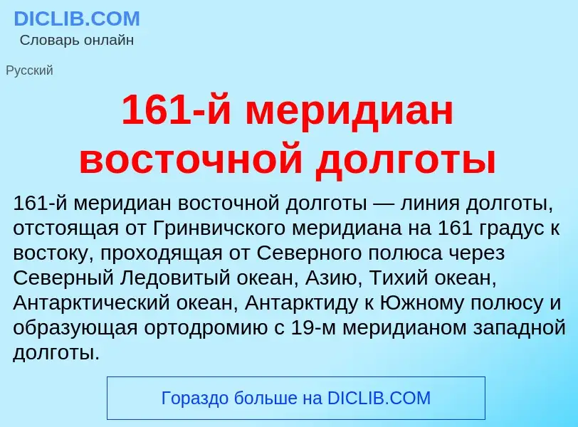 Что такое 161-й меридиан восточной долготы - определение