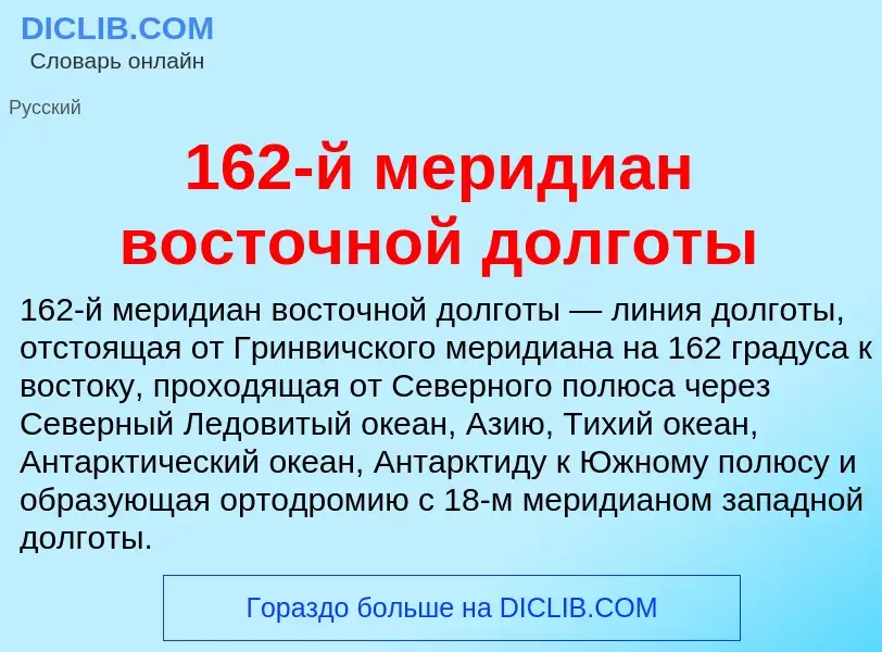 Τι είναι 162-й меридиан восточной долготы - ορισμός