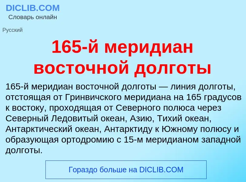 Τι είναι 165-й меридиан восточной долготы - ορισμός