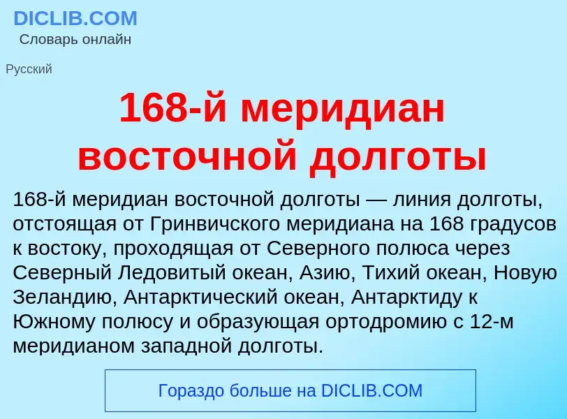 Что такое 168-й меридиан восточной долготы - определение